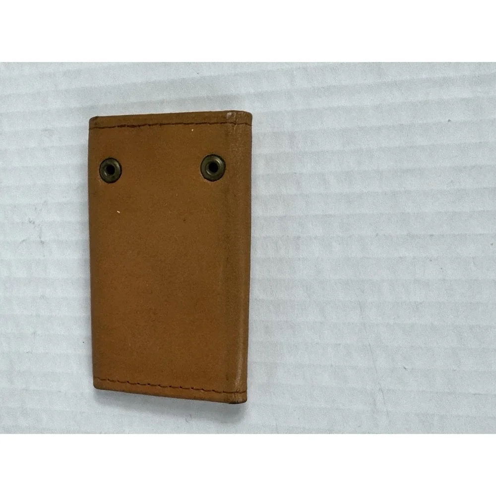 Vintage Hand Tooled Leather Key Wallet Holder Case Trifold Snap Button